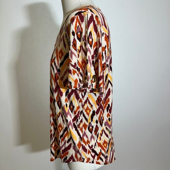 NWT Cable & Gauge Orange Geometric Print Open Sleeve Blouse Womens Size Small S - Picture 5 of 12